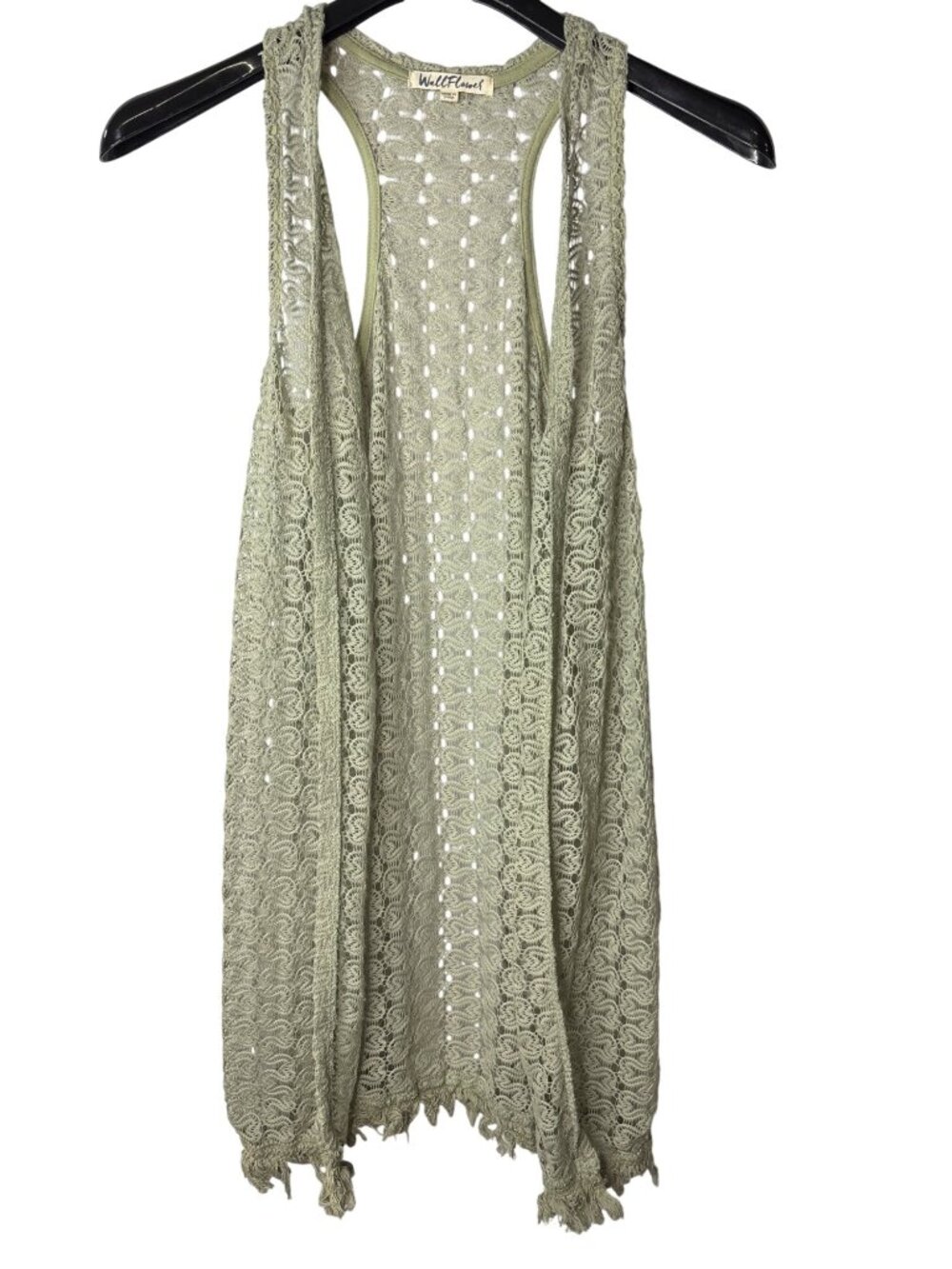 Wallflower Womens Lace Sleeveless Duster Vest Size XL Longline Green